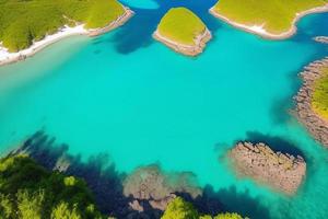 Beautiful tropical beach with blue ocean. White sand tropical paradise beach background summer vacation concept. photo