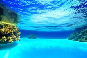 escena submarina. arrecife de coral del océano bajo el agua. mundo marino bajo el fondo del agua. foto