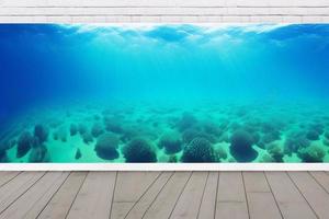 Underwater scene. Ocean coral reef underwater. Sea world under water background. photo