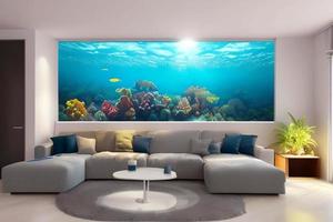 Underwater scene. Ocean coral reef underwater. Sea world under water background. photo