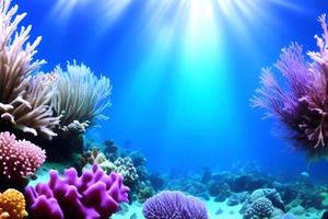 escena submarina. arrecife de coral del océano bajo el agua. mundo marino bajo el fondo del agua. foto