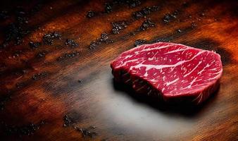 Steak. Gourmet fresh delicious juicy steak. Selected focus, in Poster format. photo