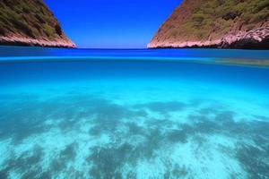 Underwater scene. Ocean coral reef underwater. Sea world under water background. photo