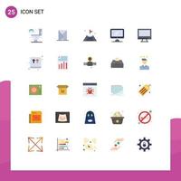 User Interface Pack of 25 Basic Flat Colors of box imac flag device computer Editable Vector Design Elements