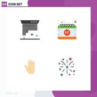 Group of 4 Modern Flat Icons Set for cartridge shamrock development date gestures Editable Vector Design Elements