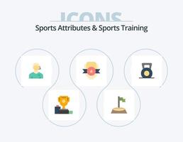 atributos deportivos y entrenamiento deportivo paquete de iconos planos 5 diseño de iconos. blindaje. club. deporte. Insignia. juez de línea vector