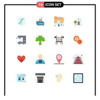 Pictogram Set of 16 Simple Flat Colors of hotel home money building extension Editable Pack of Creative Vector Design Elements