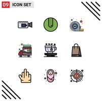 Universal Icon Symbols Group of 9 Modern Filledline Flat Colors of bag plant tool nature food stall Editable Vector Design Elements