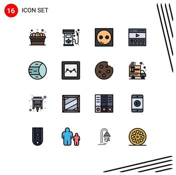 16 Thematic Vector Flat Color Filled Lines and Editable Symbols of interface header renewable communication equipment Editable Creative Vector Design Elements