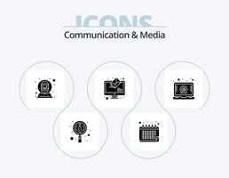 Communication And Media Glyph Icon Pack 5 Icon Design. letter. email. web. receive. online vector