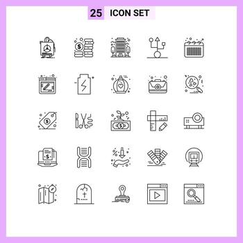 Set of 25 Modern UI Icons Symbols Signs for business hardware management gadget computers Editable Vector Design Elements