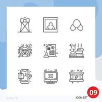 Modern Set of 9 Outlines Pictograph of presentation chart beach seo premium Editable Vector Design Elements