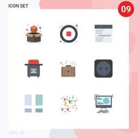 9 Universal Flat Colors Set for Web and Mobile Applications sun bag engine postbox mail Editable Vector Design Elements