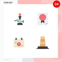 Pictogram Set of 4 Simple Flat Icons of fire report science data flower Editable Vector Design Elements