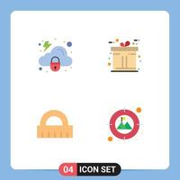 4 iconos creativos signos y símbolos modernos de la regla de la nube objetivo de regalo de seguridad elementos de diseño vectorial editables vector