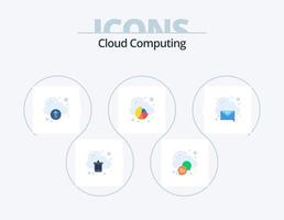 paquete de iconos planos de computación en la nube 5 diseño de iconos. correo. datos. tecnología. nube. analítica vector