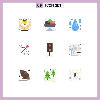 conjunto de 9 colores planos vectoriales en cuadrícula para dispositivos matrimonio codificación amor gota elementos de diseño vectorial editables vector