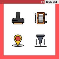 Set of 4 Vector Filledline Flat Colors on Grid for clone navigation activities game info Editable Vector Design Elements