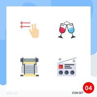 Universal Icon Symbols Group of 4 Modern Flat Icons of fingers cooler drink romantic cpu Editable Vector Design Elements