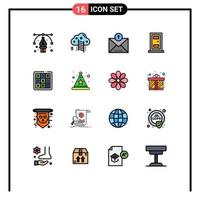 Modern Set of 16 Flat Color Filled Lines and symbols such as tic tac ecommerce house construction Editable Creative Vector Design Elements