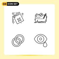 Set of 4 Modern UI Icons Symbols Signs for can ring waste mission couple Editable Vector Design Elements