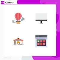 Mobile Interface Flat Icon Set of 4 Pictograms of air garage transport gadget car Editable Vector Design Elements