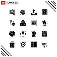 Set of 16 Modern UI Icons Symbols Signs for development coding tool box office Editable Vector Design Elements