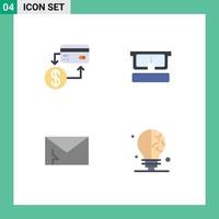 Pictogram Set of 4 Simple Flat Icons of accounting alert credit glasses mail Editable Vector Design Elements