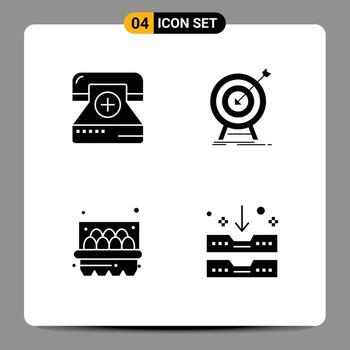 4 Universal Solid Glyphs Set for Web and Mobile Applications call target form hit easter Editable Vector Design Elements