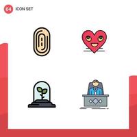 Universal Icon Symbols Group of 4 Modern Filledline Flat Colors of biometric leaf heart face game Editable Vector Design Elements