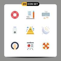 Mobile Interface Flat Color Set of 9 Pictograms of illuminati technology interface products dongle Editable Vector Design Elements