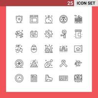 Universal Icon Symbols Group of 25 Modern Lines of business programming apple development coding Editable Vector Design Elements