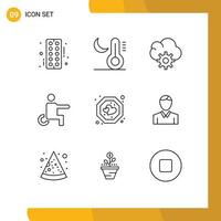 9 Thematic Vector Outlines and Editable Symbols of label favorite cloud wheelchair handicapped Editable Vector Design Elements