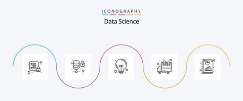 paquete de iconos de la línea 5 de ciencia de datos que incluye análisis. transferir. servidor. datos. ideas vector