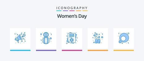 Womens Day Blue 5 Icon Pack Including feminism. lipstick. woman. fashion. invite card. Creative Icons Design vector