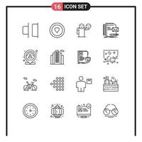 paquete de iconos de vector de stock de 16 signos y símbolos de línea para elementos de diseño de vector editables de identidad de presentación de emoji de cliente de mapa