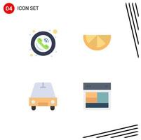 4 Thematic Vector Flat Icons and Editable Symbols of frame transport signs fruit layout Editable Vector Design Elements