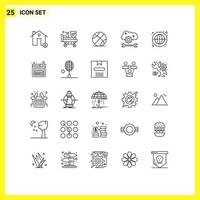 25 Thematic Vector Lines and Editable Symbols of cloud sync settings cloud service configure insurance cloud preferences education Editable Vector Design Elements