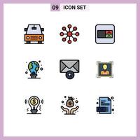 Universal Icon Symbols Group of 9 Modern Filledline Flat Colors of user id search protection message earth Editable Vector Design Elements