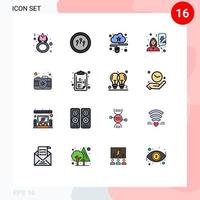 paquete de 16 signos y símbolos modernos de líneas llenas de color plano para medios de impresión web, como celebrar el poder del laboratorio feminismo mouse elementos de diseño de vectores creativos editables