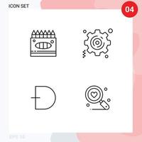 Mobile Interface Line Set of 4 Pictograms of crayons crypto paint setting currency Editable Vector Design Elements