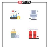 Pictogram Set of 4 Simple Flat Icons of fund bag public bath hotel Editable Vector Design Elements