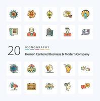 20 Human Centered Business And Modern Company Line Filled Color icon Pack like handshake upload user download cloud vector