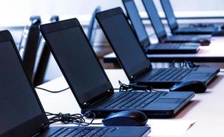 laptop arranging rows in the training room photo