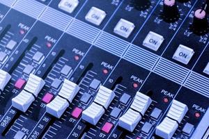 Close up scroll bar button control sound board mixer photo