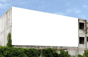 Outdoor billboard on old building with white background mock up. clipping path photo