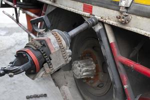 Close up air impact wrench for removing wheel nuts. photo