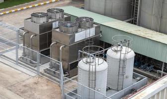 Top view cooling tower in industry plant photo