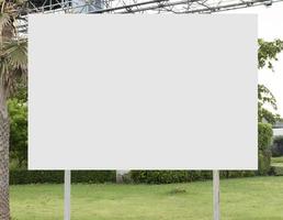 Outdoor billboard background in garden with white background mock up. clipping path photo