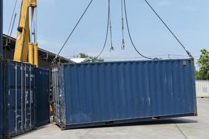 Crane lifting up container loading photo